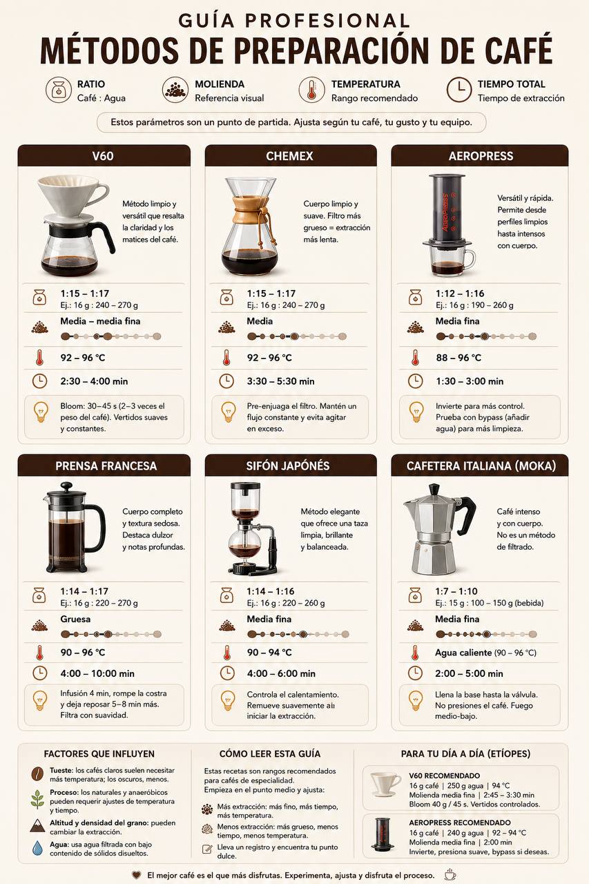 Guía de métodos de preparación de café